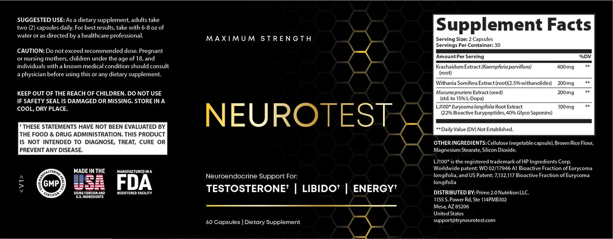 NeuroTest Ingredients